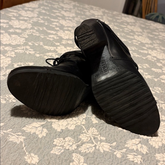 Fidji Black Leather Ankle Boots w Silver Leather Accent & Lace/Buckle Closure - Picture 9 of 10